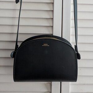 A.P.C. Dark Green Leather Half Moon Bag